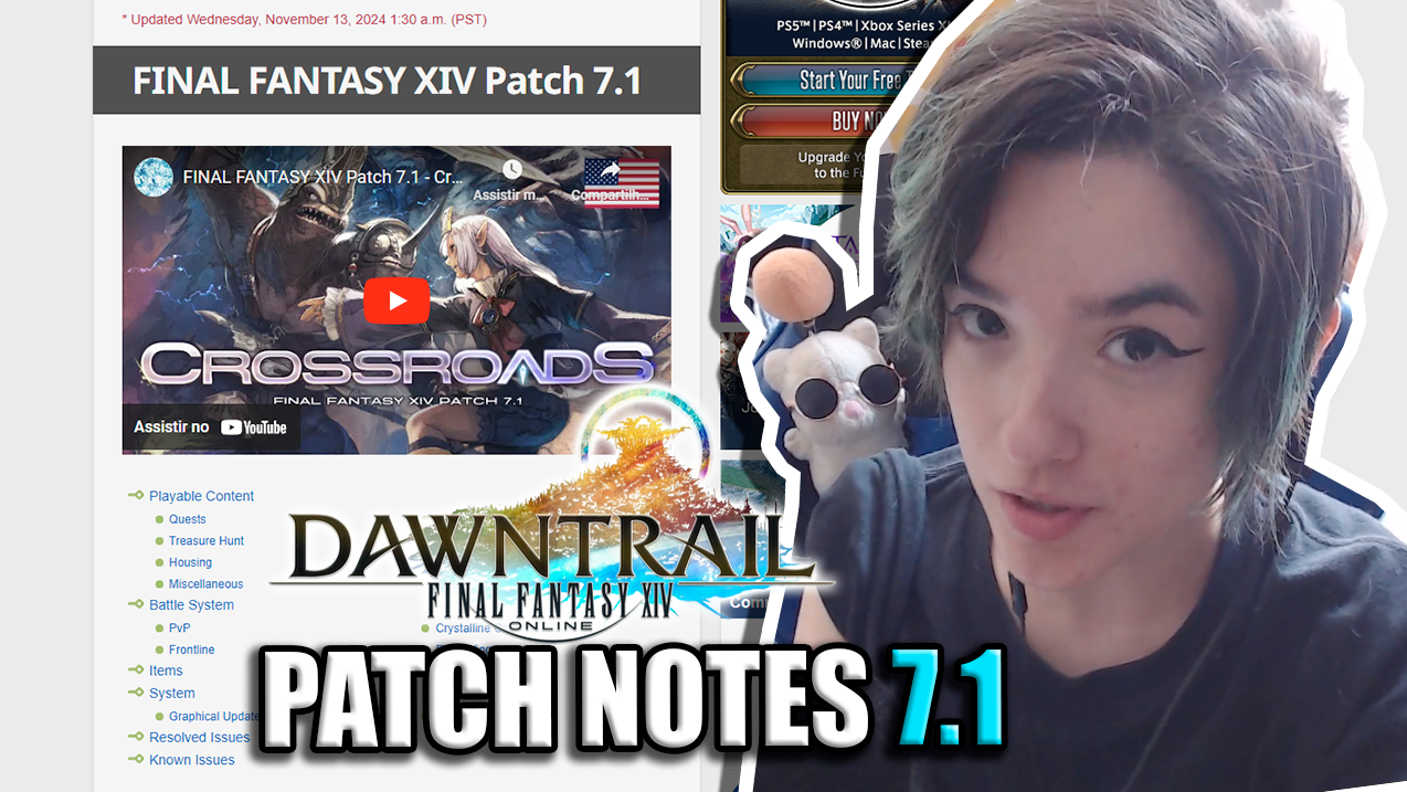 Comentando o PATCH NOTES 7.1 do FFXIV!